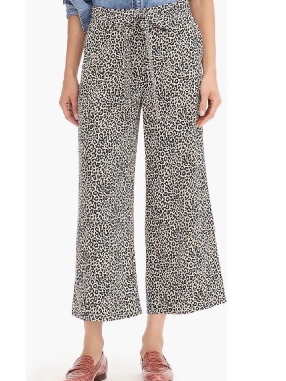Silk Leopard Print Wide-leg Cropped Pant